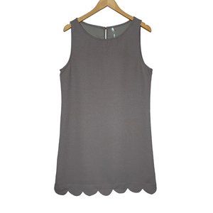 Mitto Shop Dress Scalloped Hem Sleeveless Knee Length Tan Beige NWT Medium